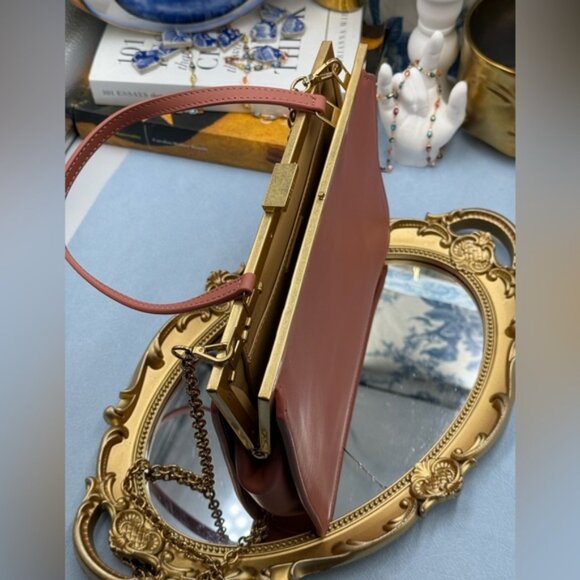 🆕 OROTON 🧿 NWOT Icon Frame Clutch, Rosewood Pink - Picture 11 of 16
